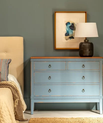 CÓMODA AZUL MADERA 115 X 45 X 90 CM