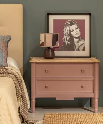 CÓMODA / MUEBLE AUXILIAR ROSA/MORADO MADERA 80 X 45 X 60 CM