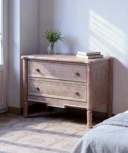 CÓMODA / MUEBLE AUXILIAR MARRÓN CLARO MADERA 80 X 45 X 60 CM