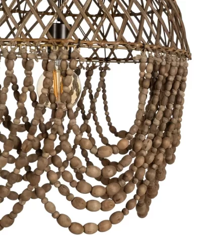 lámpara cuentas madera 47x47x52