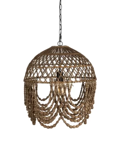 lámpara cuentas madera 47x47x52