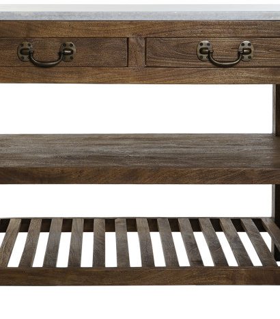 ISLA COCINA MADERA MARMOL 119X70X93 2 CAJONES