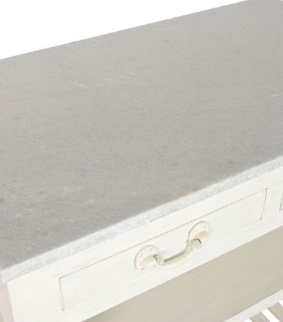 ISLA COCINA MADERA MARMOL 119X70X93 2 CAJONES